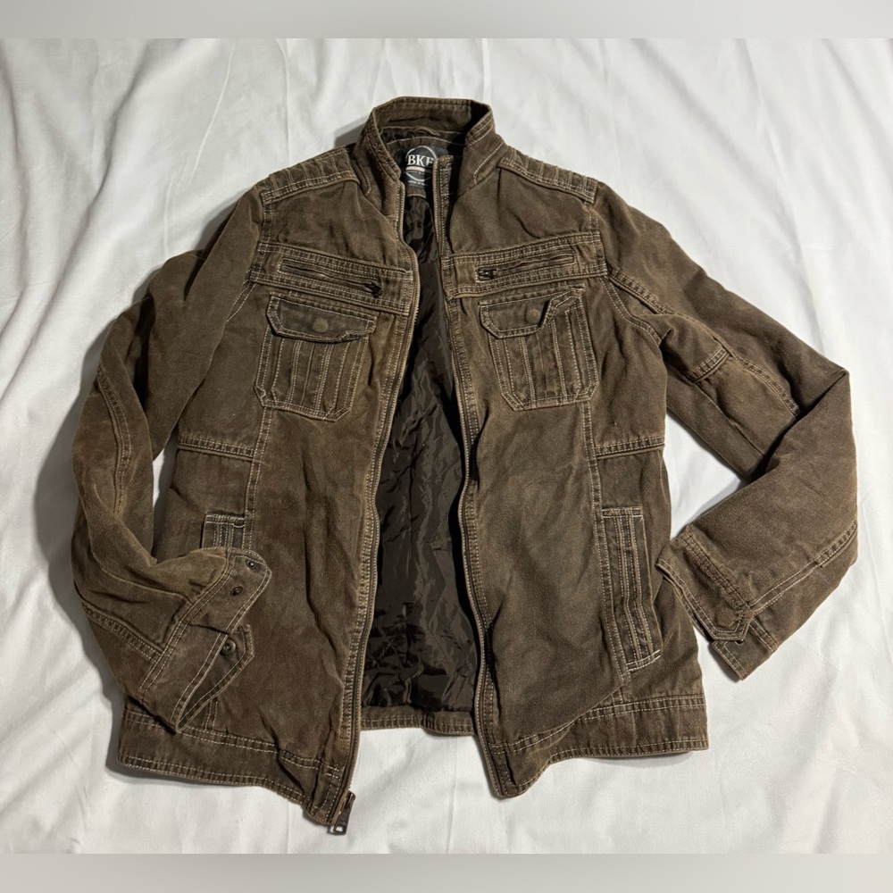BKE Men's Tan Military Jacket